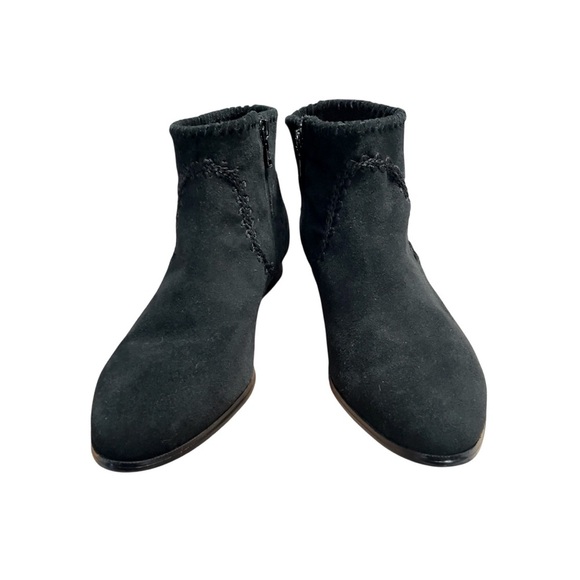 JACK ROGERS Gemma Whip Stitched Ankle Boot Wo's 10M Black Suede Side Zip - Picture 2 of 11